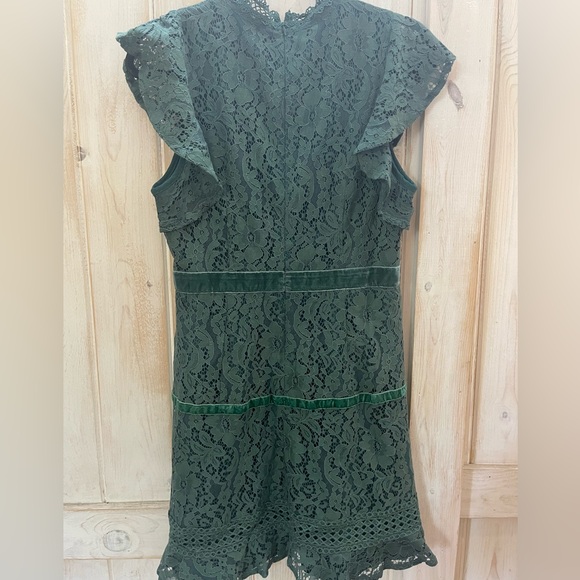 By Together Lace Floral Cocktail Dress Large Green Mini Wedding Guest El… - Picture 3 of 5